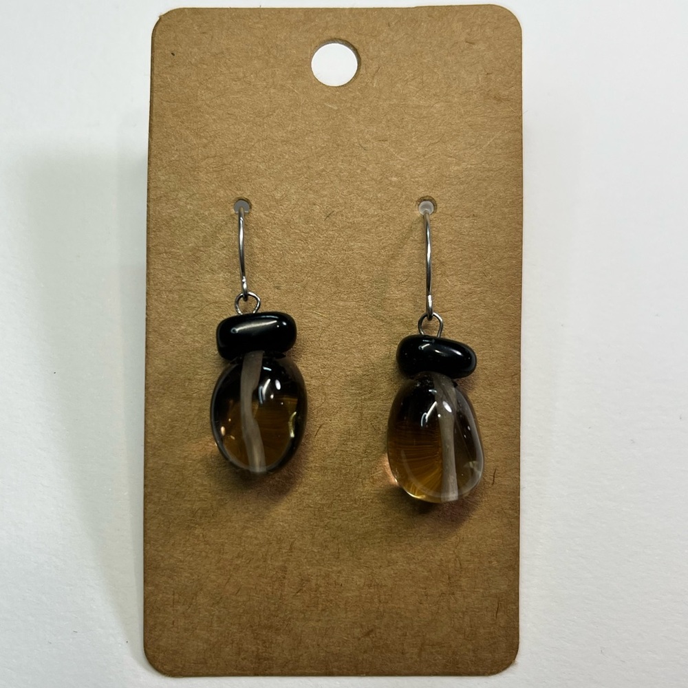 black and brown beaded drop earrings!